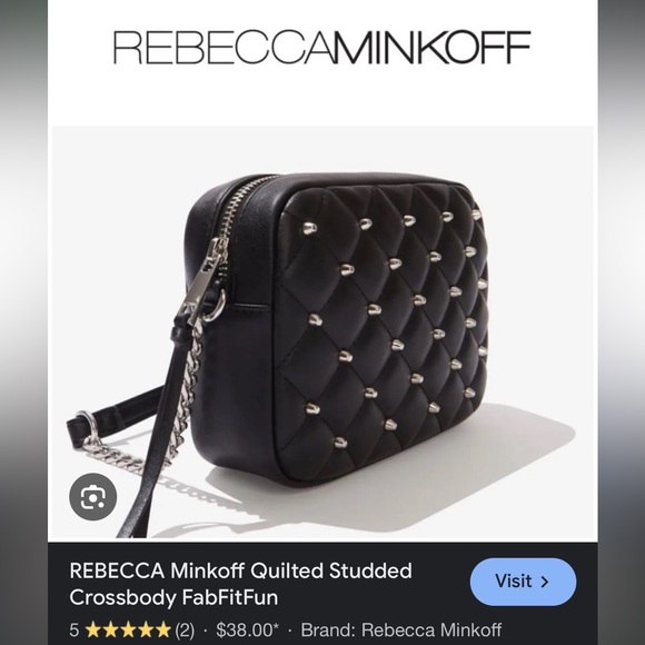 Rebecca Minkoff quilted studded vegan leather crossbody shoulder bag Brand New - Picture 6 of 10